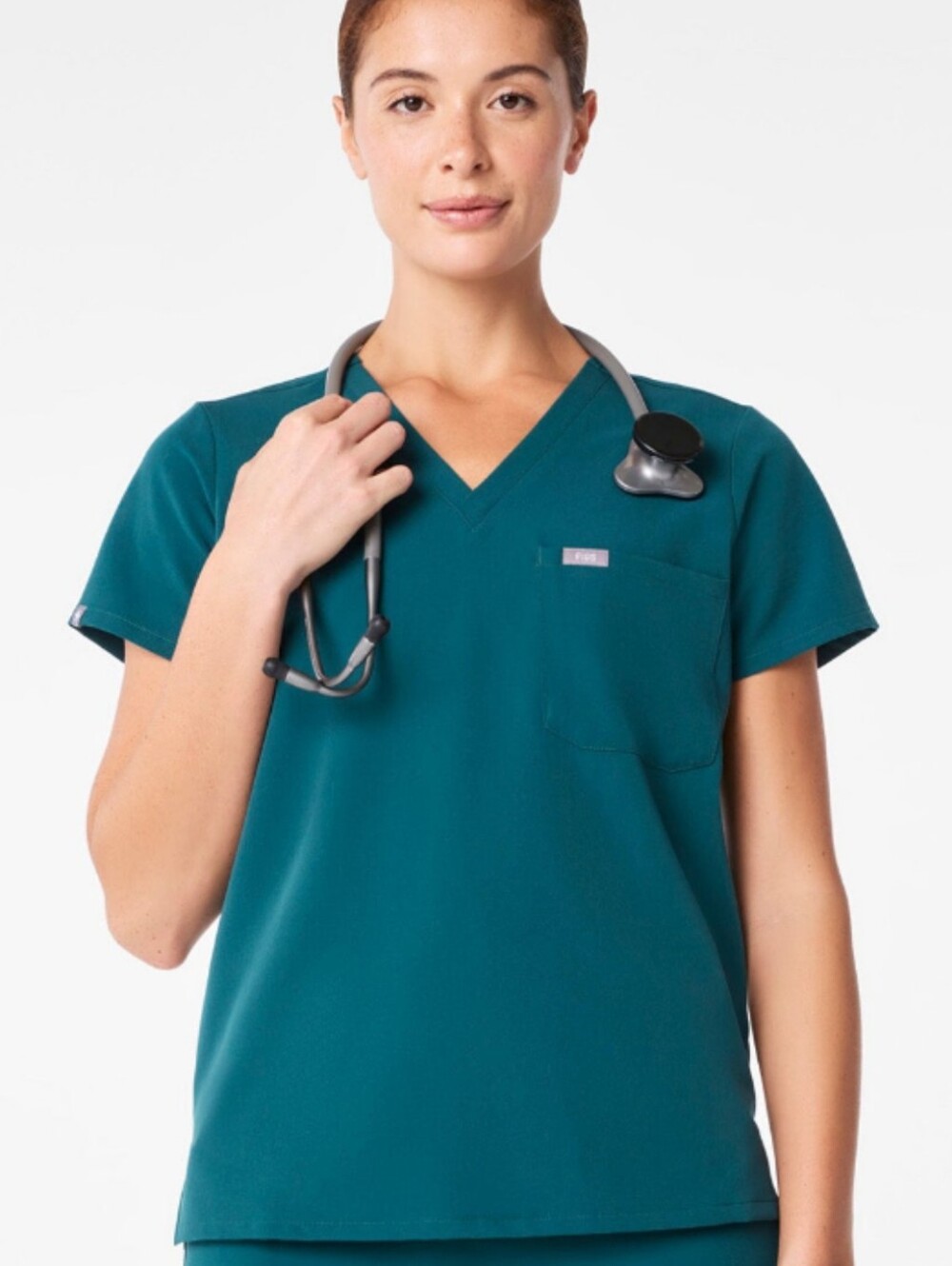 Figs Catarina Scrub Top - Caribbean Blue